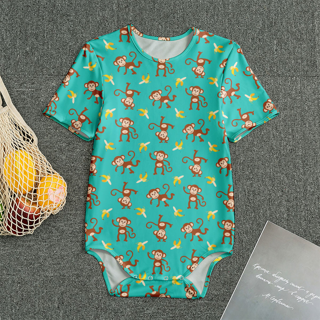 Banana And Monkey Pattern Print Men's Bodysuit