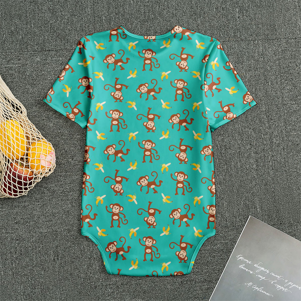 Banana And Monkey Pattern Print Men's Bodysuit
