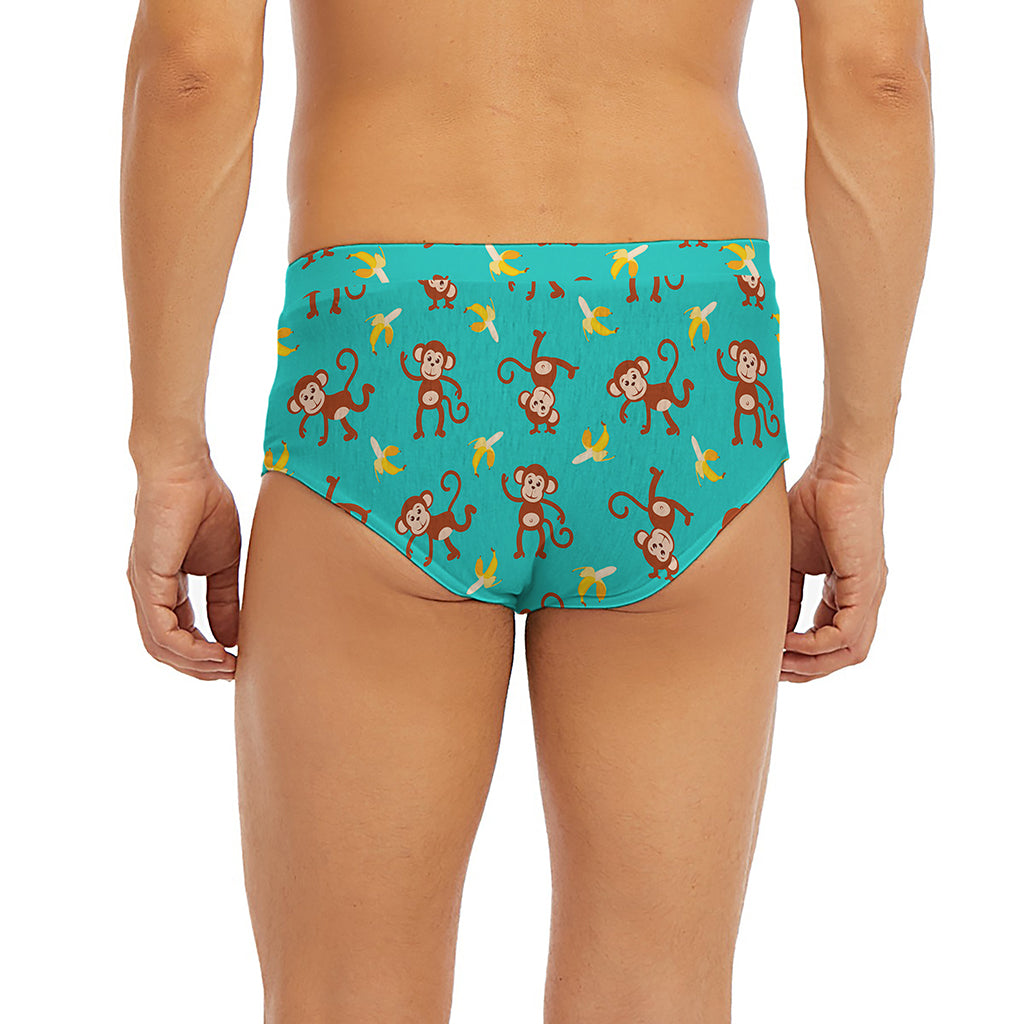 Banana And Monkey Pattern Print Men's Briefs