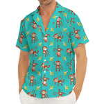 Banana And Monkey Pattern Print Men's Deep V-Neck Shirt