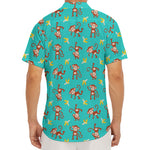 Banana And Monkey Pattern Print Men's Deep V-Neck Shirt