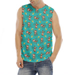 Banana And Monkey Pattern Print Men's Fitness Tank Top