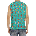 Banana And Monkey Pattern Print Men's Fitness Tank Top