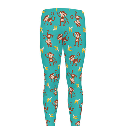 Banana And Monkey Pattern Print Men's leggings