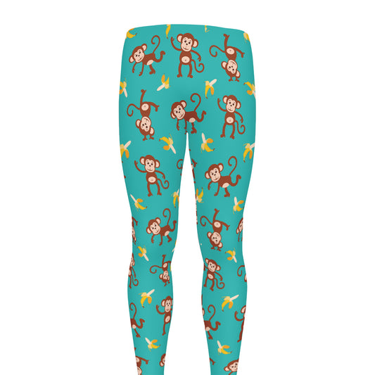 Banana And Monkey Pattern Print Men's leggings