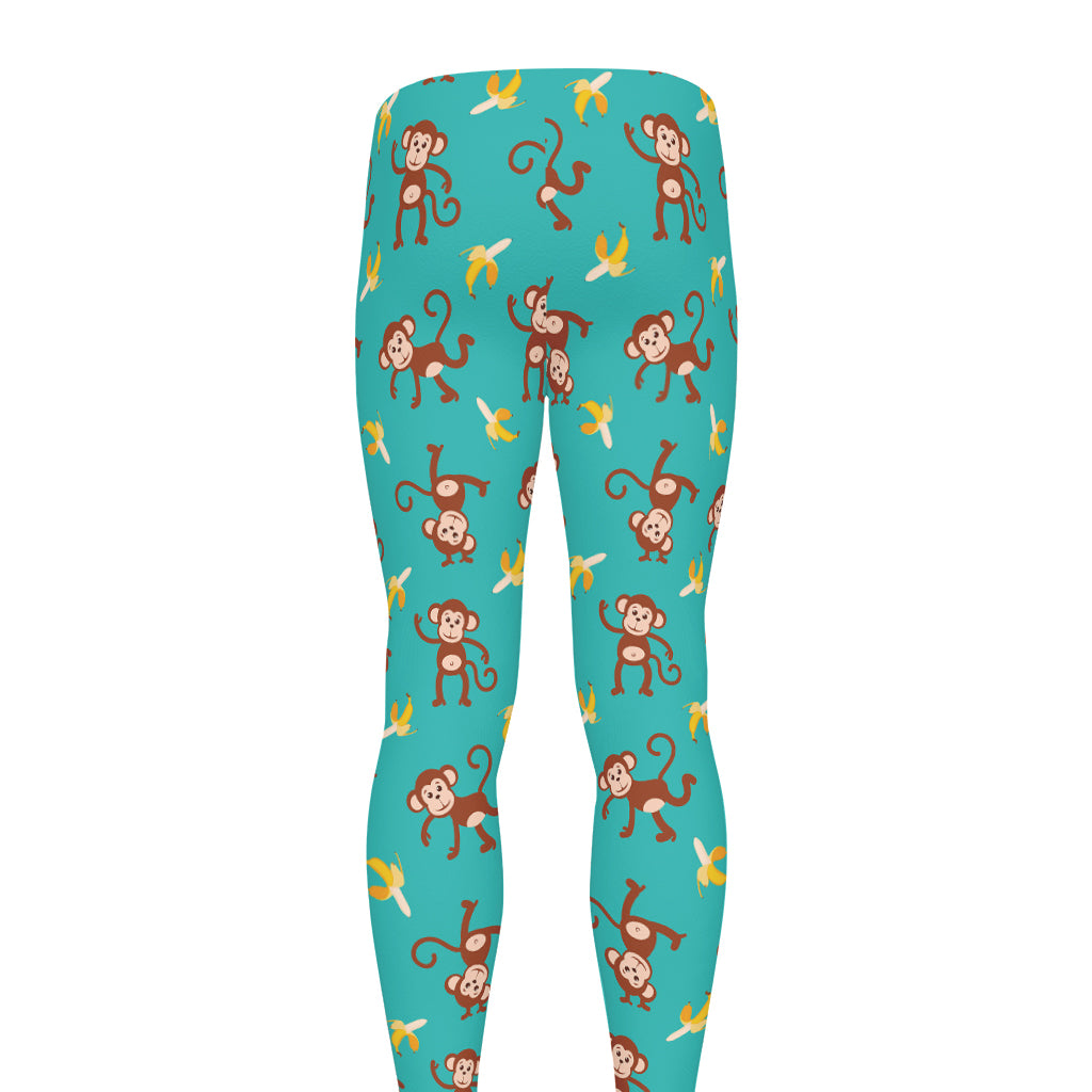 Banana And Monkey Pattern Print Men's leggings
