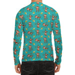 Banana And Monkey Pattern Print Men's Long Sleeve Rash Guard