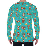 Banana And Monkey Pattern Print Men's Long Sleeve T-Shirt