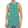 Banana And Monkey Pattern Print Men's Muscle Tank Top
