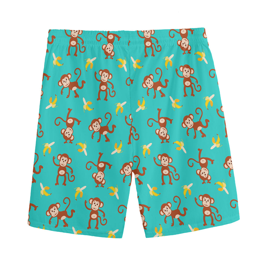 Banana And Monkey Pattern Print Men's Sports Shorts