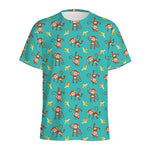 Banana And Monkey Pattern Print Men's Sports T-Shirt