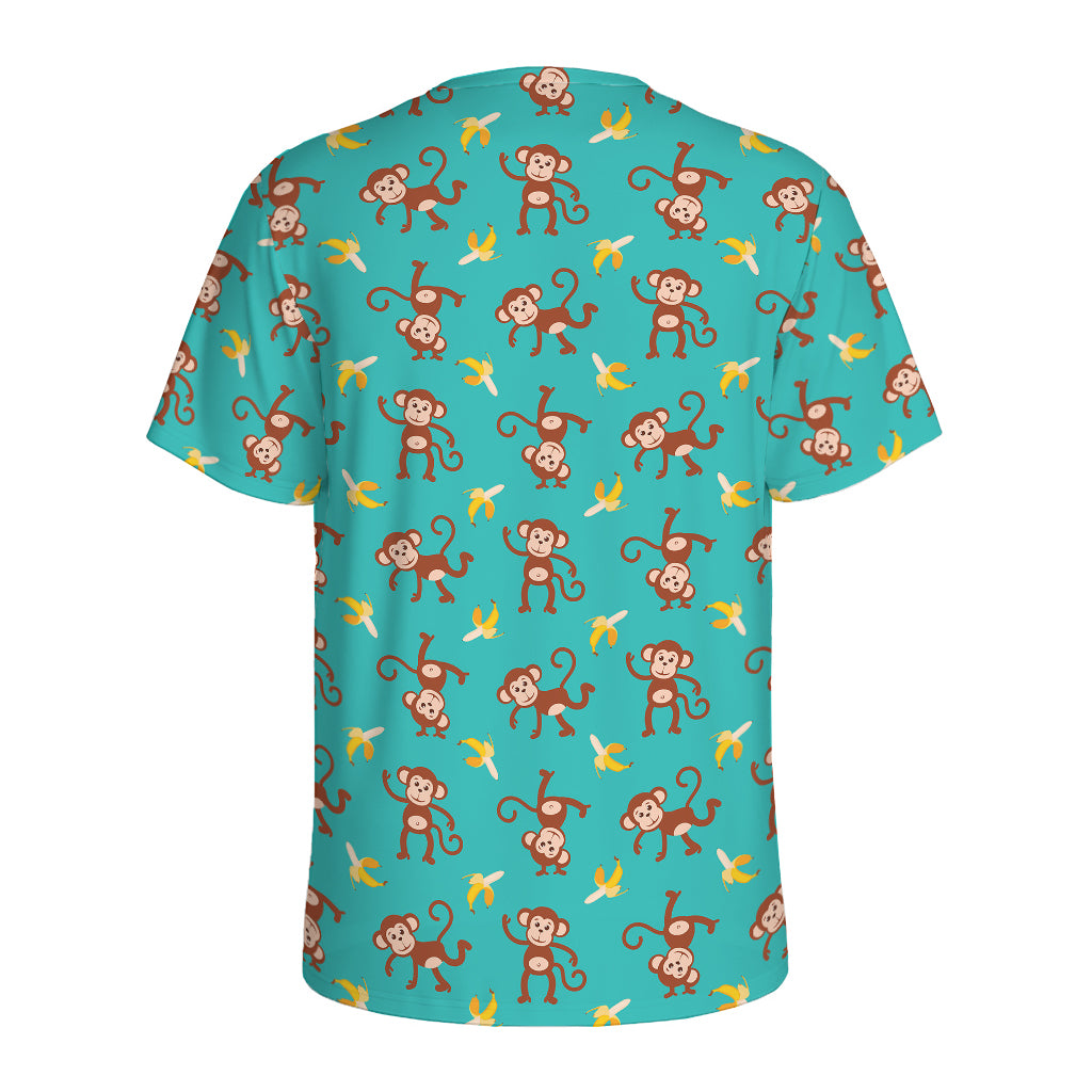 Banana And Monkey Pattern Print Men's Sports T-Shirt