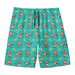 Banana And Monkey Pattern Print Men's Swim Trunks