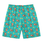 Banana And Monkey Pattern Print Men's Swim Trunks