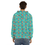 Banana And Monkey Pattern Print Men's Velvet Pullover Hoodie