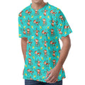 Banana And Monkey Pattern Print Men's Velvet T-Shirt