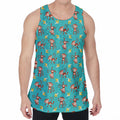 Banana And Monkey Pattern Print Men's Velvet Tank Top