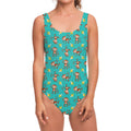 Banana And Monkey Pattern Print One Piece Swimsuit