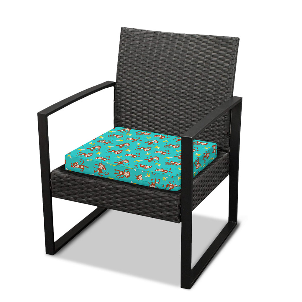 Banana And Monkey Pattern Print Outdoor Seat Cushion Cover
