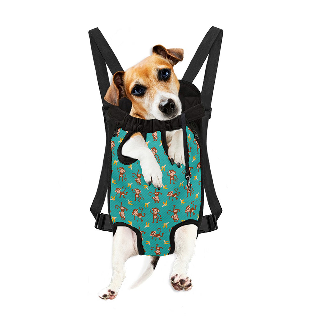 Banana And Monkey Pattern Print Pet Carrier Backpack