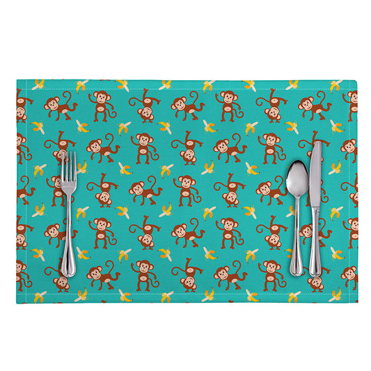 Banana And Monkey Pattern Print Placemat