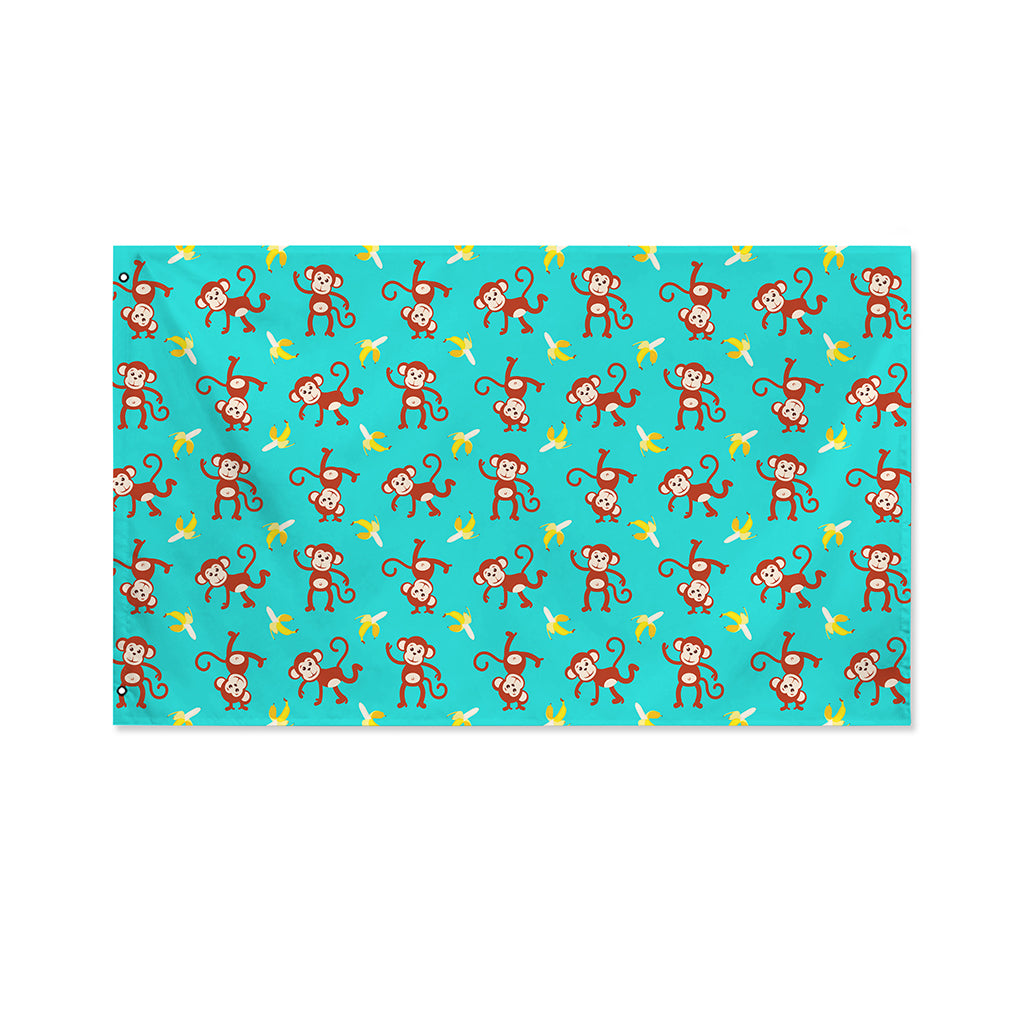 Banana And Monkey Pattern Print Polyester Flag