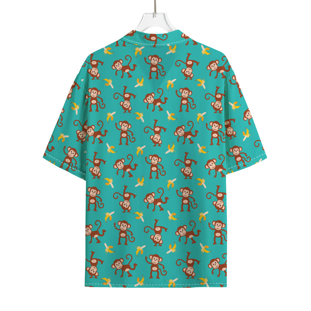 Banana And Monkey Pattern Print Rayon Hawaiian Shirt