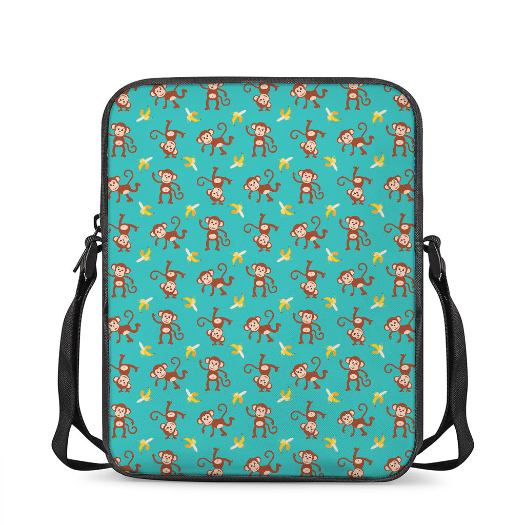 Banana And Monkey Pattern Print Rectangular Crossbody Bag