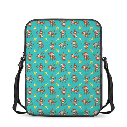 Banana And Monkey Pattern Print Rectangular Crossbody Bag