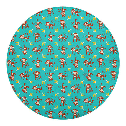 Banana And Monkey Pattern Print Round Blanket