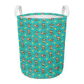 Banana And Monkey Pattern Print Round Laundry Basket