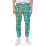 Banana And Monkey Pattern Print Scuba Joggers