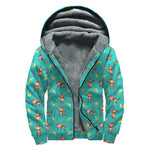 Banana And Monkey Pattern Print Sherpa Lined Zip Up Hoodie