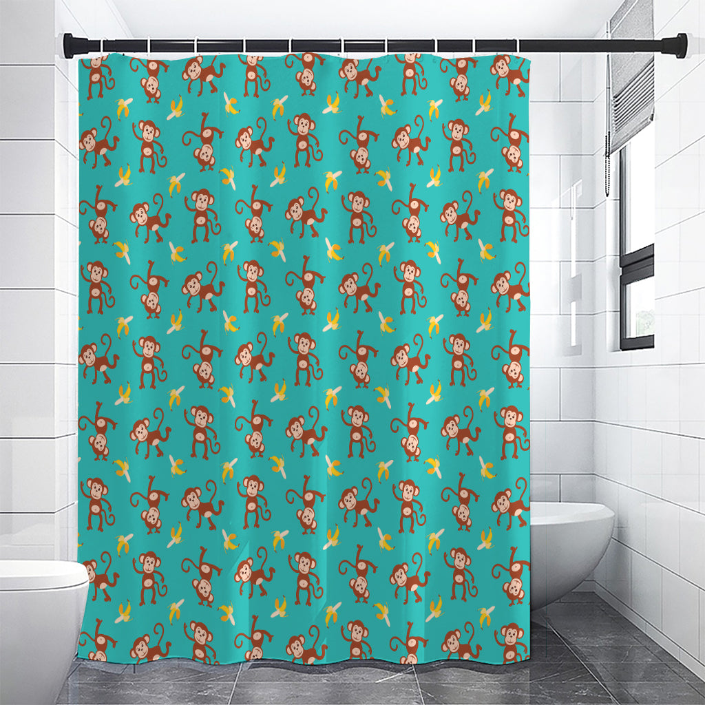 Banana And Monkey Pattern Print Shower Curtain