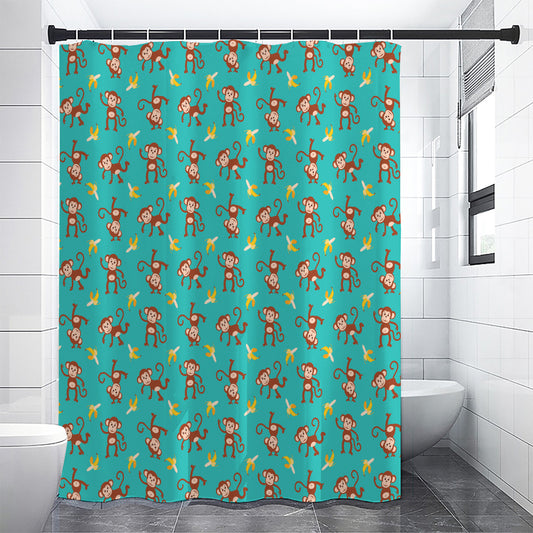Banana And Monkey Pattern Print Shower Curtain