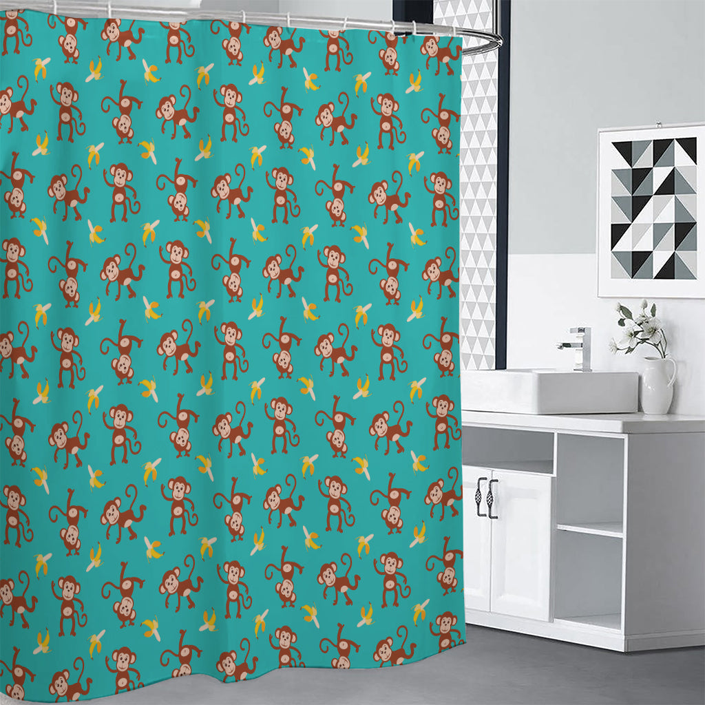 Banana And Monkey Pattern Print Shower Curtain