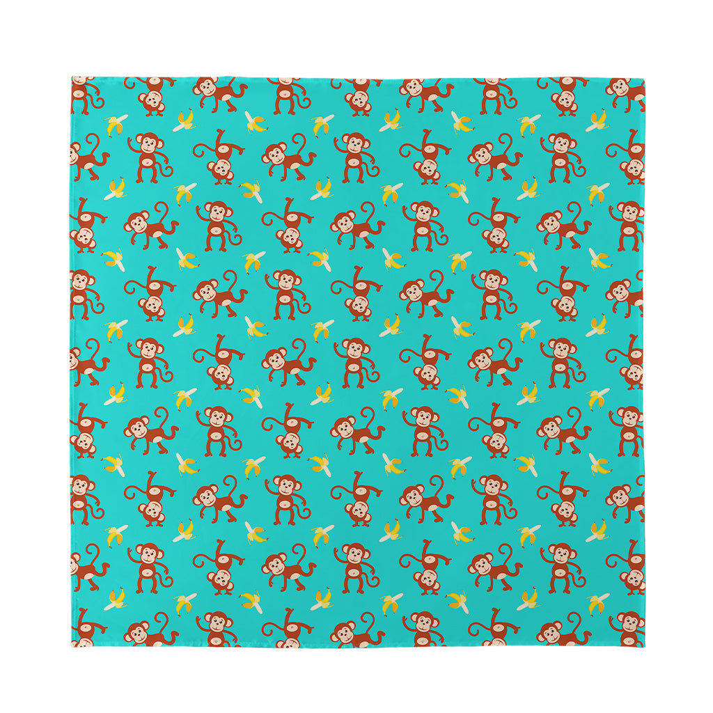 Banana And Monkey Pattern Print Silk Bandana