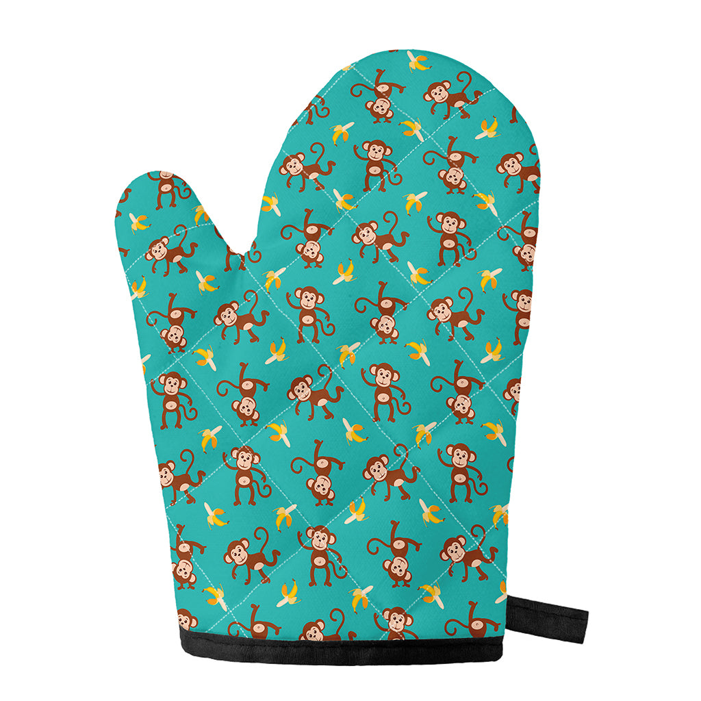 Banana And Monkey Pattern Print Single Oven Mitt