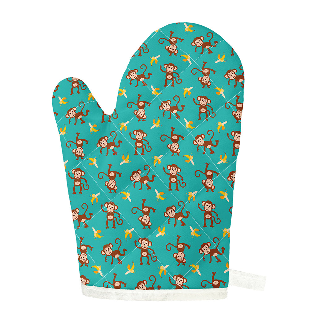 Banana And Monkey Pattern Print Single Oven Mitt
