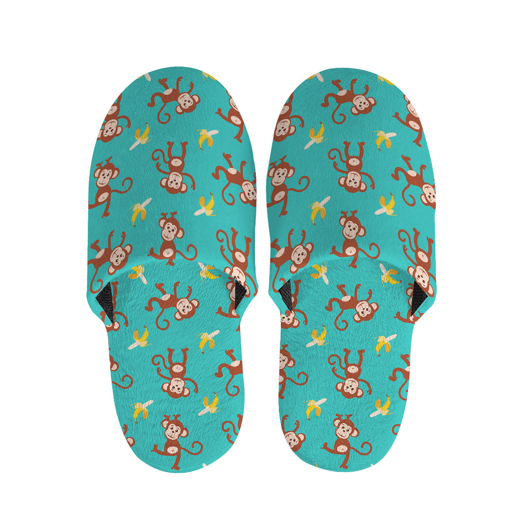 Banana And Monkey Pattern Print Slippers