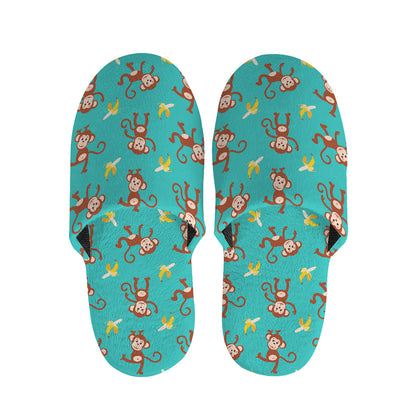 Banana And Monkey Pattern Print Slippers