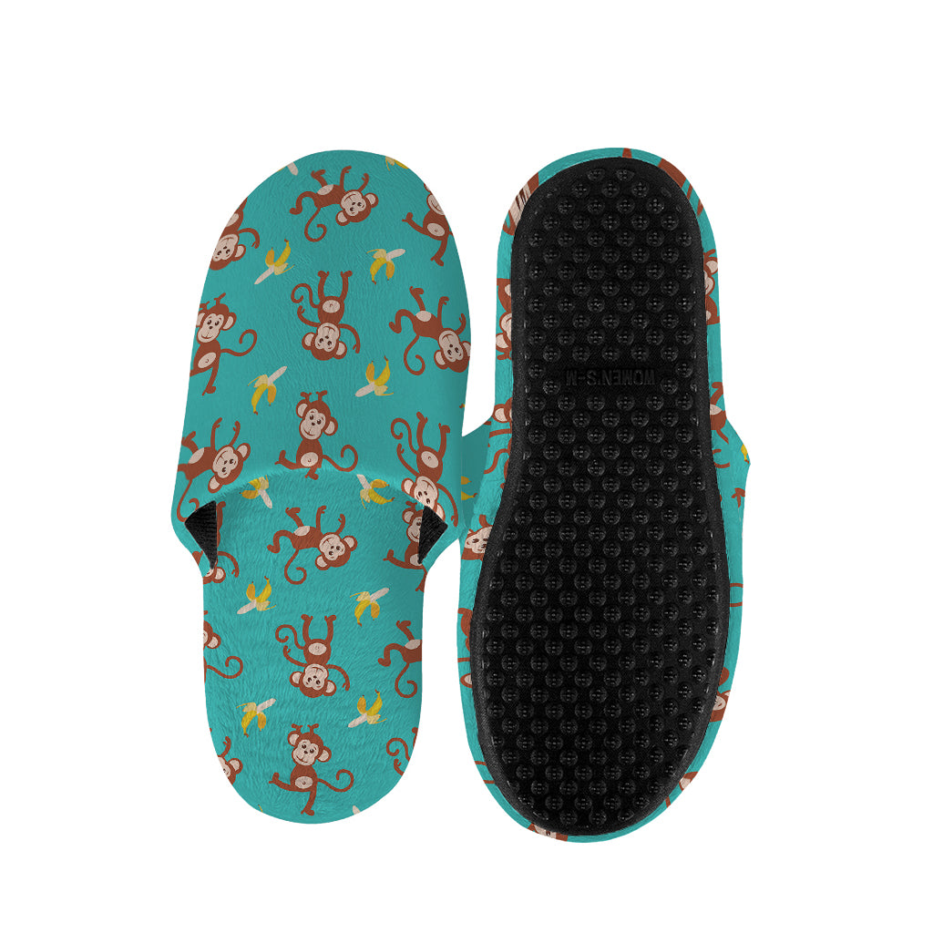 Banana And Monkey Pattern Print Slippers