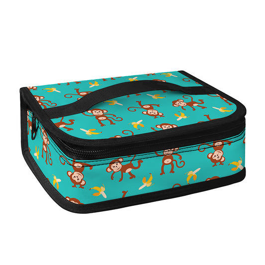 Banana And Monkey Pattern Print Small Lunch Bag