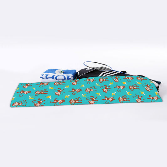 Banana And Monkey Pattern Print Sports Towel