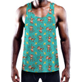 Banana And Monkey Pattern Print Men's Workout Tank Top