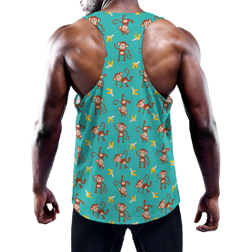Banana And Monkey Pattern Print Training Tank Top