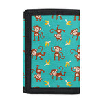Banana And Monkey Pattern Print Trifold Wallet