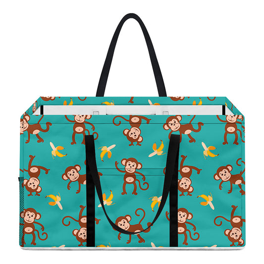 Banana And Monkey Pattern Print Utility Tote Bag