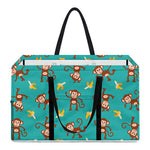 Banana And Monkey Pattern Print Utility Tote Bag