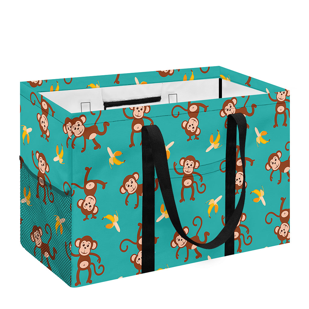 Banana And Monkey Pattern Print Utility Tote Bag